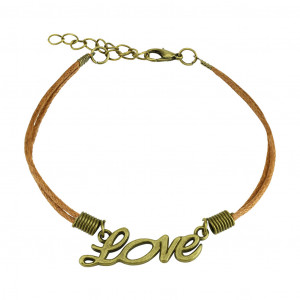 Женский браслет-шнурок текстильный Spikes SL0197 с надписью LOVE