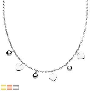 Короткое ожерелье-цепочка Spikes SNP-1468 с сердечками и шариками