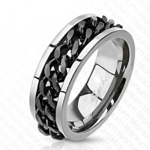 Мужское кольцо из титана Spikes R-TI-0154 с вращающейся цепью