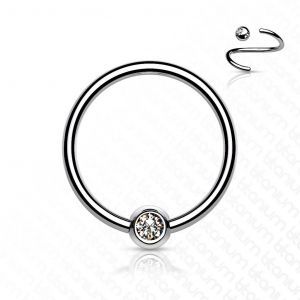 Серьга кольцо из титана со съемным шариком PiercedFish T23R03 для септума, хряща уха, брови, носа, пирсинга смайл, губ, пупка