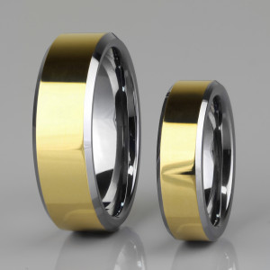Кольцо из вольфрама Spikes R-TU-007 для пар, с золотой каемкой