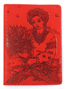 Обложка на паспорт TRL-6387-R девушка с букетом полевых цветов
