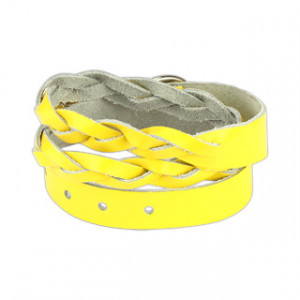 Кожаный браслет Spikes SL0109-Y желтый