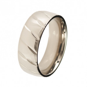 Титановое кольцо мужское с диагональными насечками Lonti TI-055R