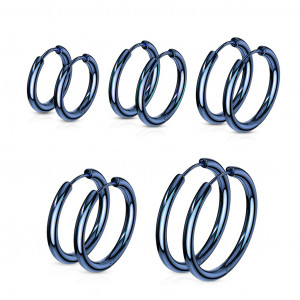 Серьги-кольца Spikes SE3065B из стали синие