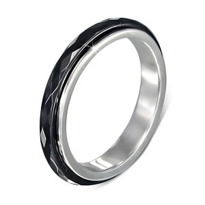 Двойное крутящееся кольцо из стали и черной керамики Soul Stories CR-035