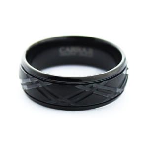 Черное мужское кольцо из карбида вольфрама CARRAJI R-TU-0124