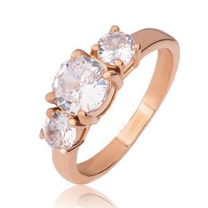 Помолвочное кольцо из стали TATIC RSS-7539 с фианитами, цвет розовое золото