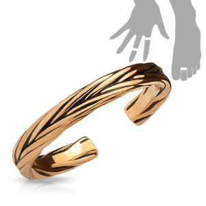 Безразмерное незамкнутое кольцо для пальцев ног/на фалангу Spikes R-A16514-RD под розовое золото с плетением