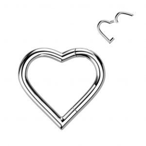 Пирсинг кольцо кликер сердце из титана PiercedFish RHT35, без камней