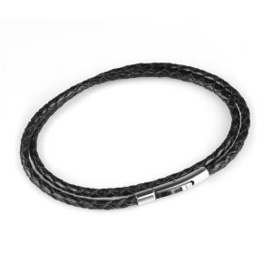 Плетеный кожаный шнурок премиум Everiot Select LC-5001 со стальной застежкой