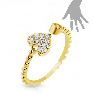 Безразмерное кольцо Spikes R-A036-GD с сердечком цвета золота и фианитами