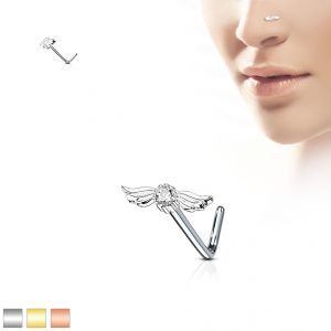Серьга-гвоздик (нострил) для пирсинга крыла носа PiercedFish NOL-610 с фианитами