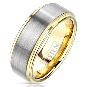 Мужское кольцо из тистена (титан-вольфрама) с покрытием цвета желтого золота Tisten R-TS-028