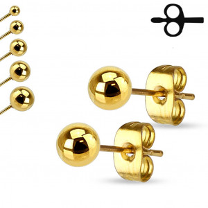 Серьги-гвоздики в форме шариков Spikes SSEB-GD от 2 до 7 мм, цвета желтого золота