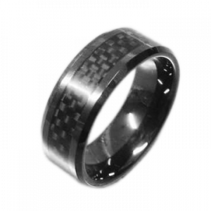 Мужское кольцо из черной керамики CR-027044 с карбоновой вставкой