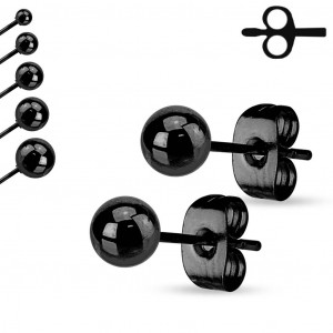 Стальные серьги-гвоздики в форме шариков Spikes SSEB-K от 2 до 7 мм, черные